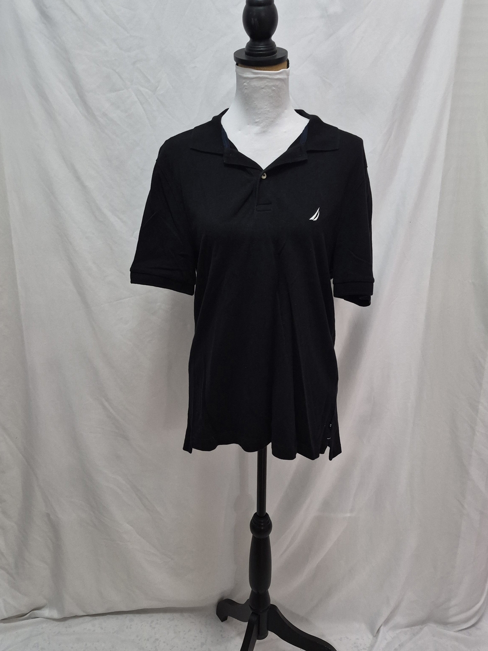 Nautica Black Polo Shirt with White Sail Logo